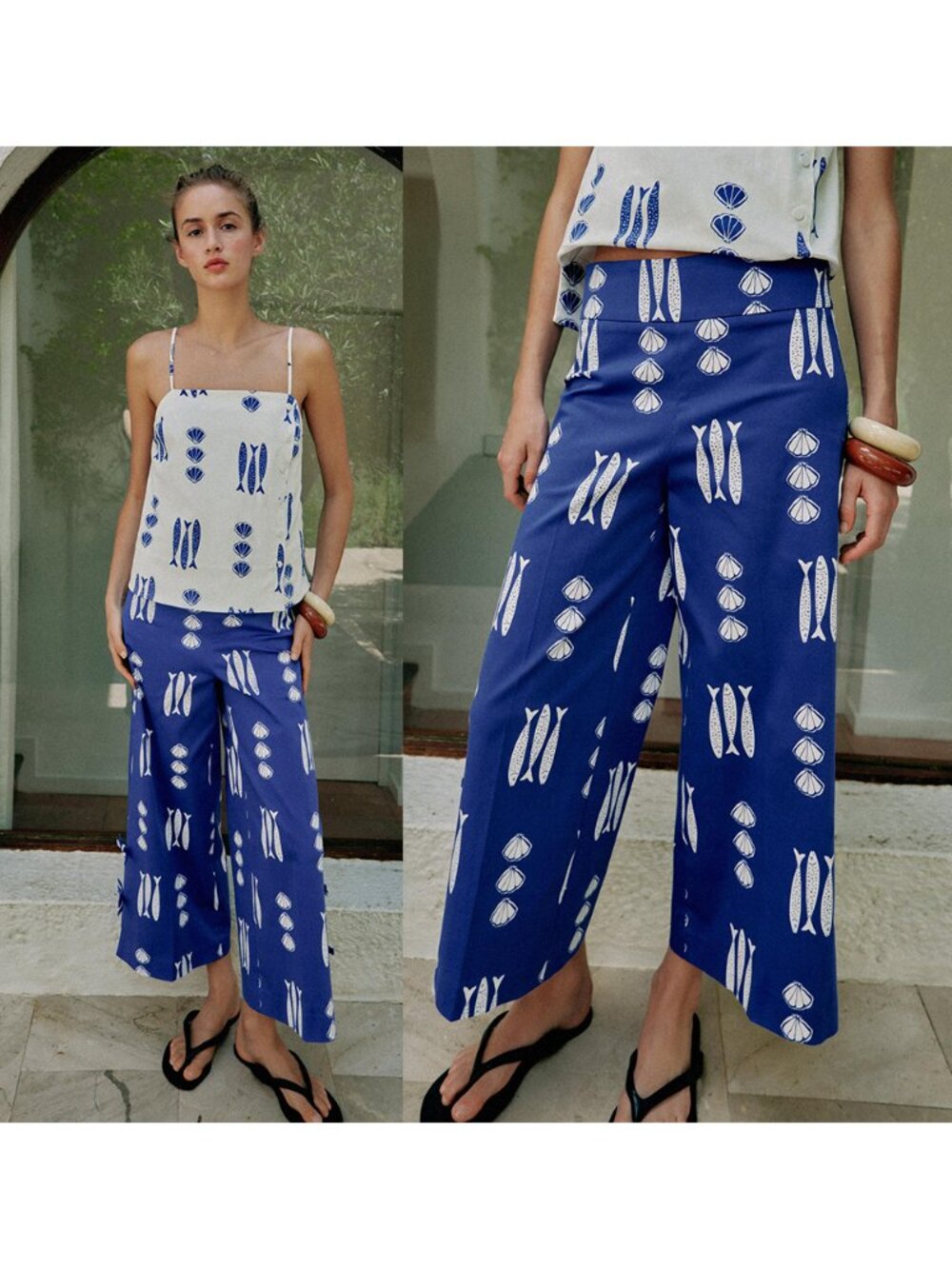 NEW ZARA printed tie culottes 2888